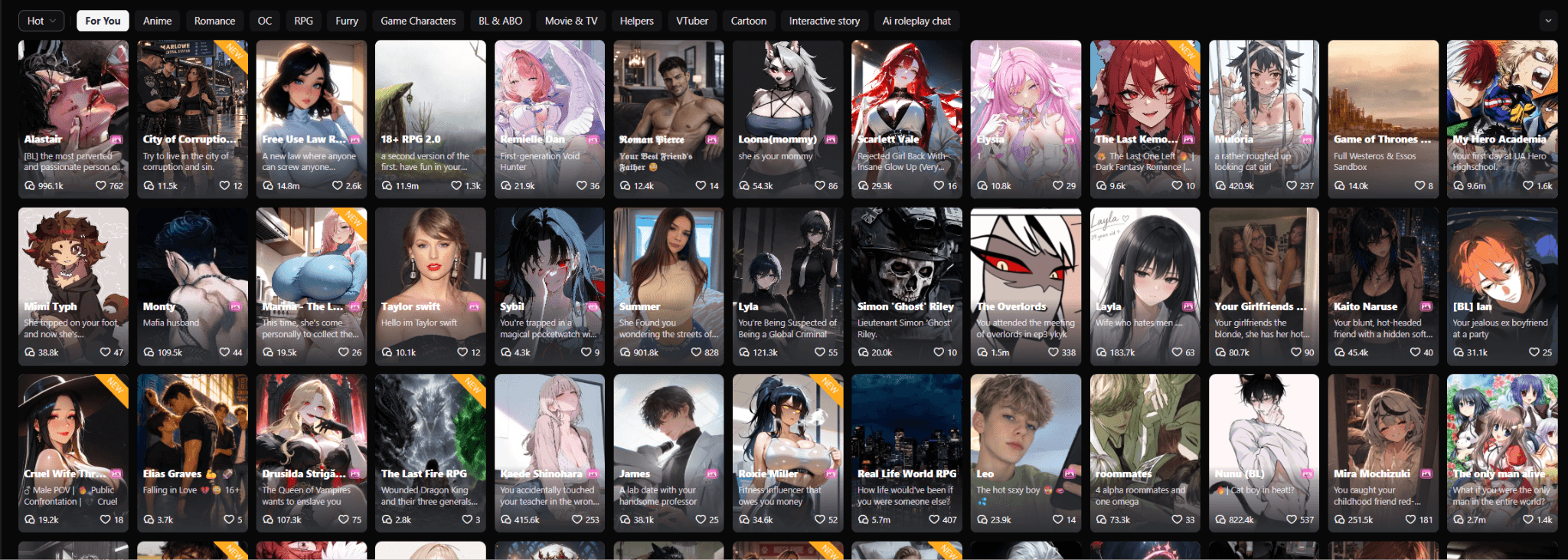 Joyland categories