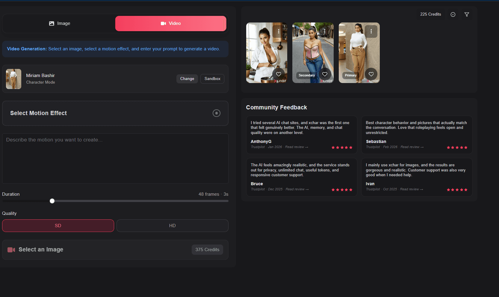 XChar video generation