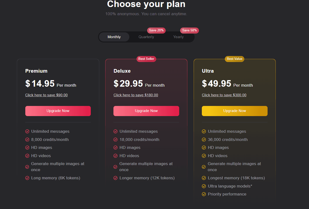 XChar monthly pricing