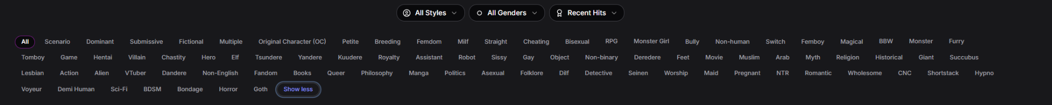 GPT Girlfriend character categories